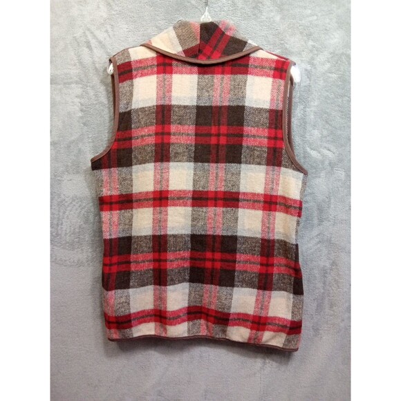 Fleece Open Front Earthy Brown Red Beige Large Pocket Cozy Warmth - Picture 8 of 8